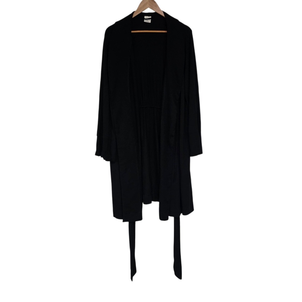 Soma Robe Women XXL Black Cool Nights Knit Wrap Long Sleeve Belted Soft Lounge - Picture 2 of 8